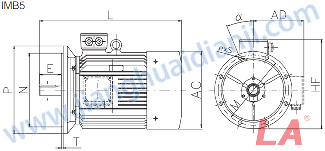 JHM系列變頻調(diào)速三相異步電動機(jī)外形及安裝尺寸圖 - 六安江淮電機(jī)有限公司