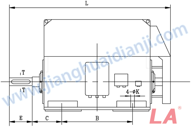 YHP系列磨煤機用高壓三相異步電動機安裝尺寸圖(IP54、IP55 10KV) - 六安江淮電機有限公司