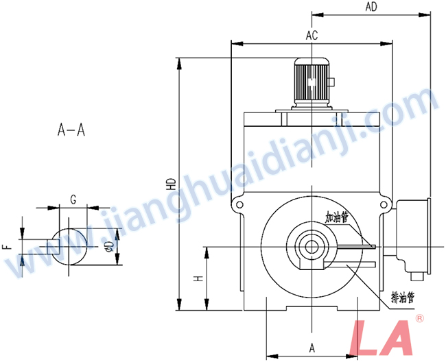 YP系列高壓變頻調(diào)速三相異步電動機安裝尺寸圖(IP54、IP55 10KV) - 六安江淮電機有限公司