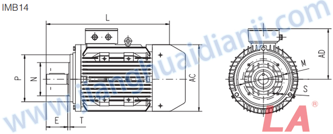 MS系列鋁殼三相異步電動(dòng)機(jī)外形及安裝尺寸圖IMB14 - 六安江淮電機(jī)有限公司